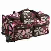 mocca floral, wheeled holdall