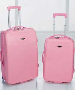 Set of 2 Pink Lightweight Trolley Cases