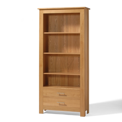 Contemporary Oak Bookcase 2 Drawer 808.608
