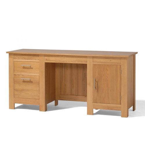 Contemporary Oak Home Office Furniture Contemporary Oak Double Pedestal Desk 808.603
