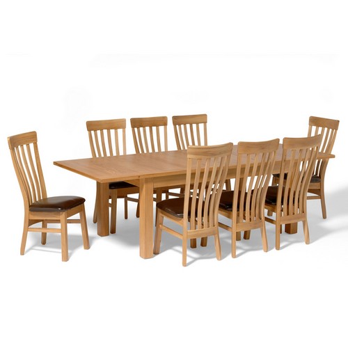 Contemporary Oak Large Dining Set with 8 Classic