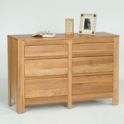 Contemporary Oak Range Contemporary Oak 6 drawer wide chest 303.307