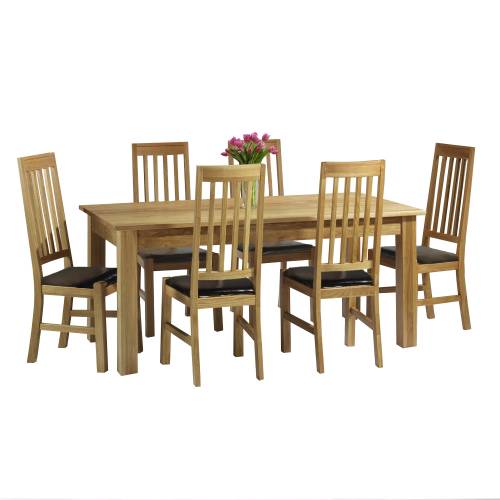 Contemporary Oak Dining Set (150cm + 6 chairs)