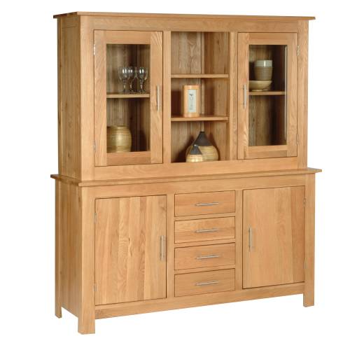 Contemporary Oak Sideboard Large with Glass Top