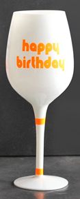 Contemporary Orange Neon Happy Birthday White