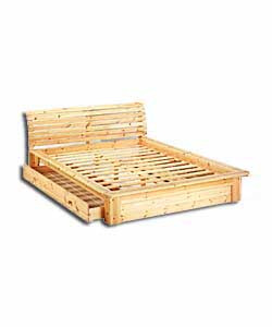 Continental Solid Pine Double Bedstead with 1 Drawer