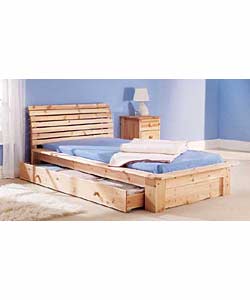 Continental Solid Pine Single Bed with Firm Mattress/1 Drw
