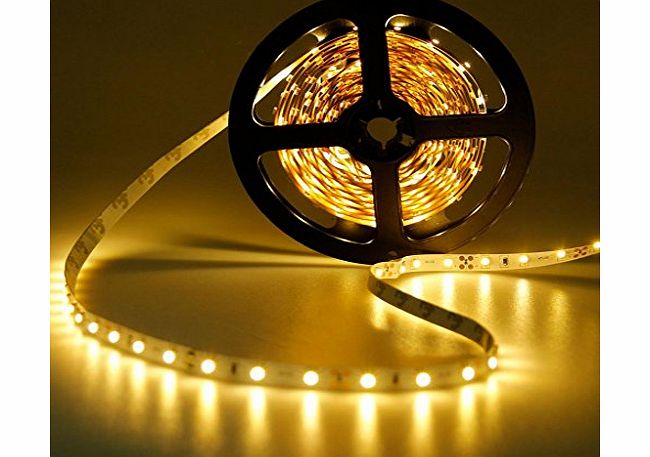 Continu 7 Meter Waterproof 12V Flexible LED Strip Lights, LED Tape, Warm White, 300 Units 3528 LEDs,60 LEDs/m with AC Adapter and Power Supply UK Plug for Home Lighting Decoration--7 Meter