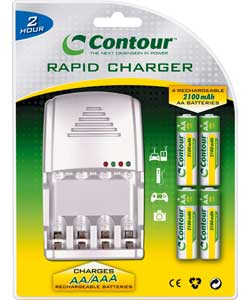 Contour 2 Hour Rapid Battery Charger with 4 x AA