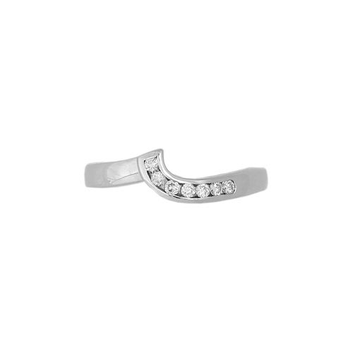 Contours Seven Diamond Set Contours Band Ring In 9 Carat White Gold