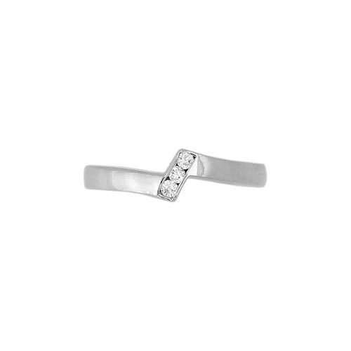 Three Diamond Set Contours Band Ring In 18 Carat White Gold