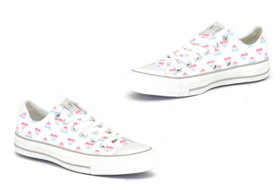 Converse - All Star Ox - White / Pink Hearts