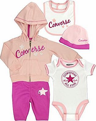Converse Baby Girls 5 Piece Outfit Set - Pink - 3-6 mths