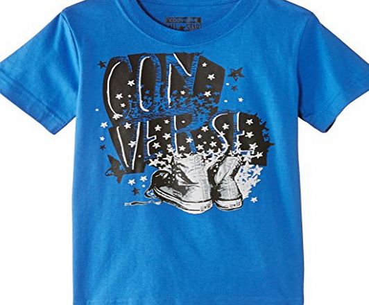 Converse Boys Shoe Stars Crew Neck T-Shirt, Blue (Light Sapphire), 6-7 Years
