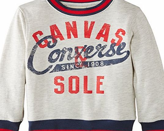 Converse Boys Y/D Rib Crew Neck Jumper, Grey (Oatmeal Heather), 3-4 Years