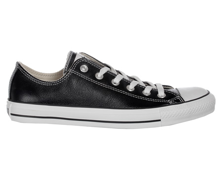 CT All Star Ox Black Leather Trainers
