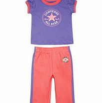 Converse Girls 3-9mth purple cotton jogger set