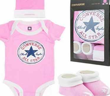 Converse Girls Pink 3 Piece Gift Set - 0-3 months