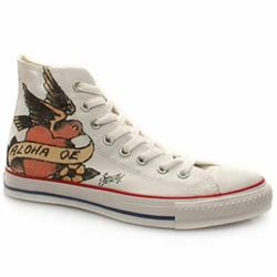 Converse Male Sailor Jerry Fabric Upper in White and Red