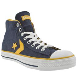 Converse Male Star Player Evolution Mid Fabric Upper in Navy and Gold