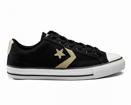 Star Player OX Black Canvas Trainers
