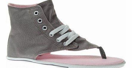 Converse Trainers Shoes Womens All Star Hi Canvas Thong Grey