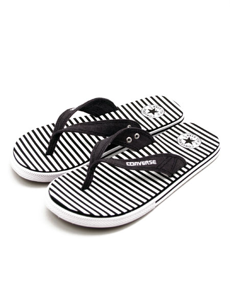 Converse White/Black Canvas Stripe Flip Flops