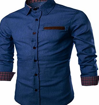 Coofandy Mens Casual Dress Shirt Button Down Shirts XL Dark Blue