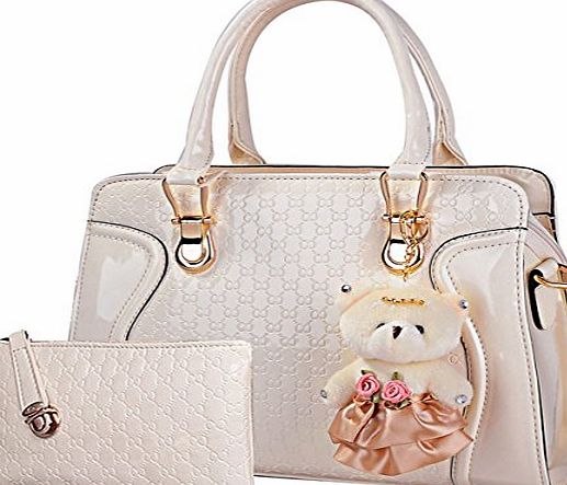 Coofit New Fashion Womens Handbags Contrast Color Shoulder Bag Tote Bag Purse Set (12.5``(L)*4.1``(W)*9.4``(H), Beige Coofit)