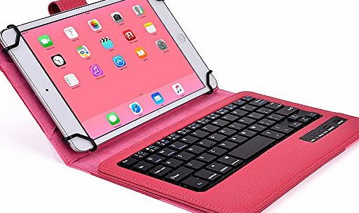 Cooper Cases Samsung Galaxy Tab 4 8.0 keyboard case, COOPER INFINITE EXECUTIVE 2-in-1 Wireless Bluetooth Keyboard Magnetic Leather Travel Cases Cover Holder Folio Portfolio   Stand T330 T331 (Rose Red)