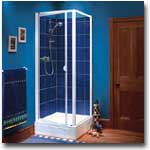 Coram Bonus Pivot Door 760mm / White Frame / Plain Glass