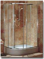 Coram Offset Quadrant Enclosure 1200 x 900 / Polished Silver Frame / Plain Glass