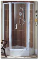 Coram Pentagon 900mm Plain Glass Silver Frame