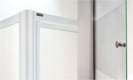 Coram Premier Side Panel 760mm / White Frame / Striped Glass