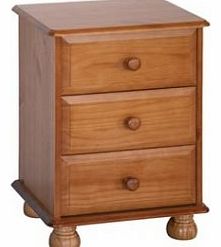Core Products Dovedale Solid Pine 3 Drawer Bedside Cabinet