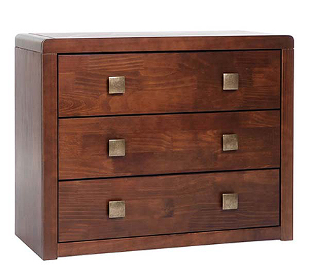 Reya Dark Stain Solid Pine 3 Drawer Chest -
