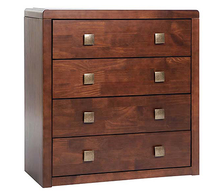 Reya Dark Stain Solid Pine 4 Drawer Chest -