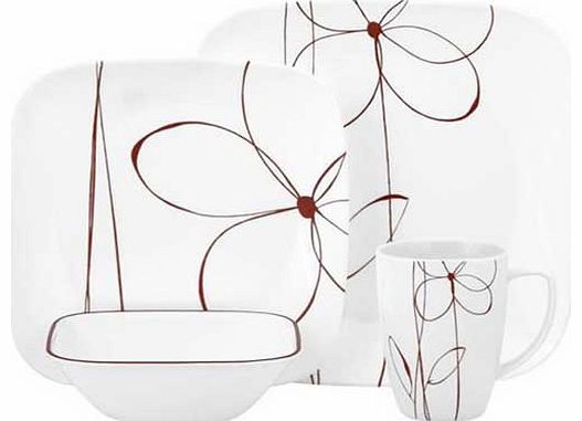 Corelle Daisy Days 16 Piece Set - Red