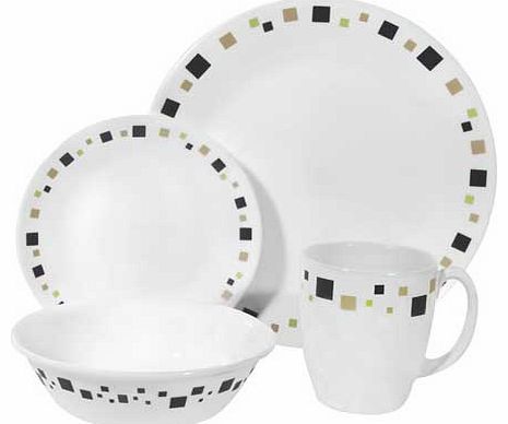 Corelle Geometric 16 Piece Set - Brown