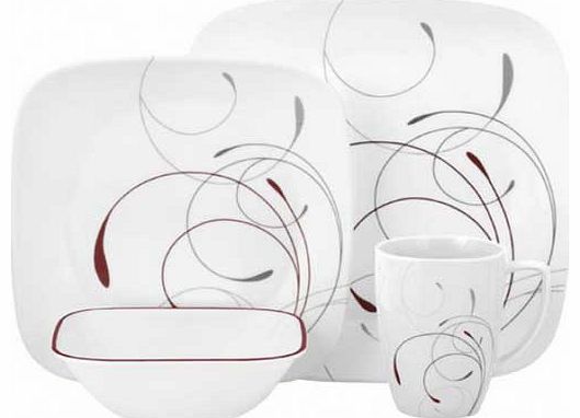 Corelle Splendor 16 Piece Set - Red and Grey