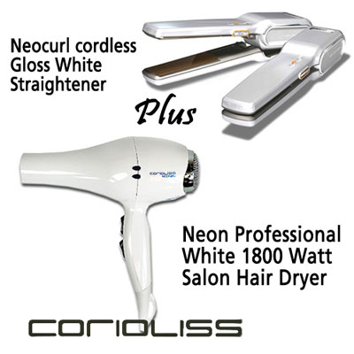Corioliss White Neocurl Cordless Straightener   White Neon