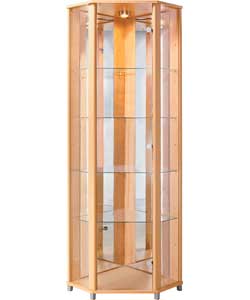 Corner Display Cabinet - Beech Effect