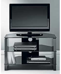 Corner High Gloss Black Glass TV Unit