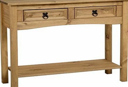 2 Drawer Console Table With Shelf-Distressed Mexican Pine