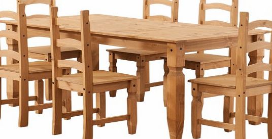 Corona GRADE A1 - Corona Solid Pine Dining Set with 6