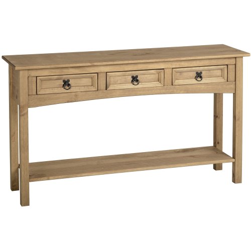 Corona Living Room Range - Mexican Pine Living Room Furniture - Full Living Room Range (Corona 3 Drawer Console Table with Shelf)