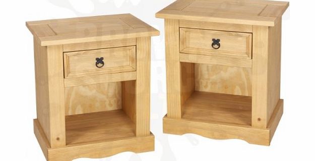 Corona Pair Bedside Tables Corona Mexican Pine 1 Drawer Bedside Cabinets *Brand New*