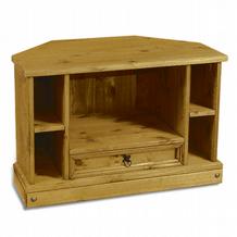 corona Pine TV Cabinet - Corner Unit with Drawer