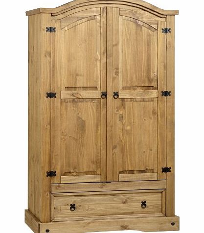 Corona Pine Wardrobe 2 Door 1 Drawer Mexican Distressed Wax Pine *Brand New*