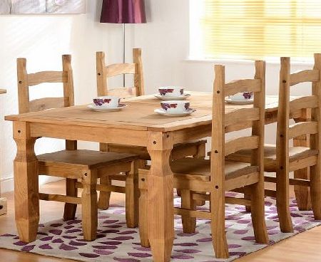 Corona Solid Pine Dining Set with 4 Chairs